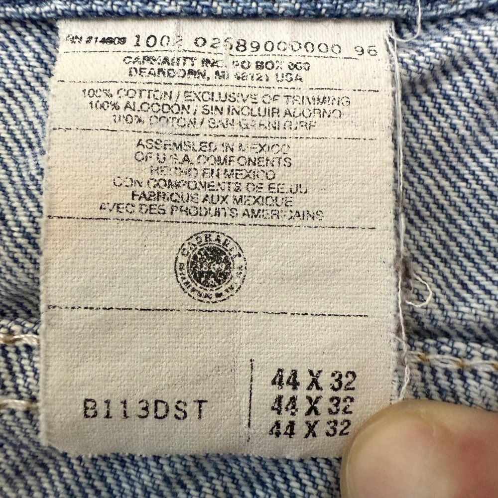 Carhartt B113DST Mens Relaxed Fit Work Jeans Light Wash Blue 44x32* Distressed - Picture 5 of 7